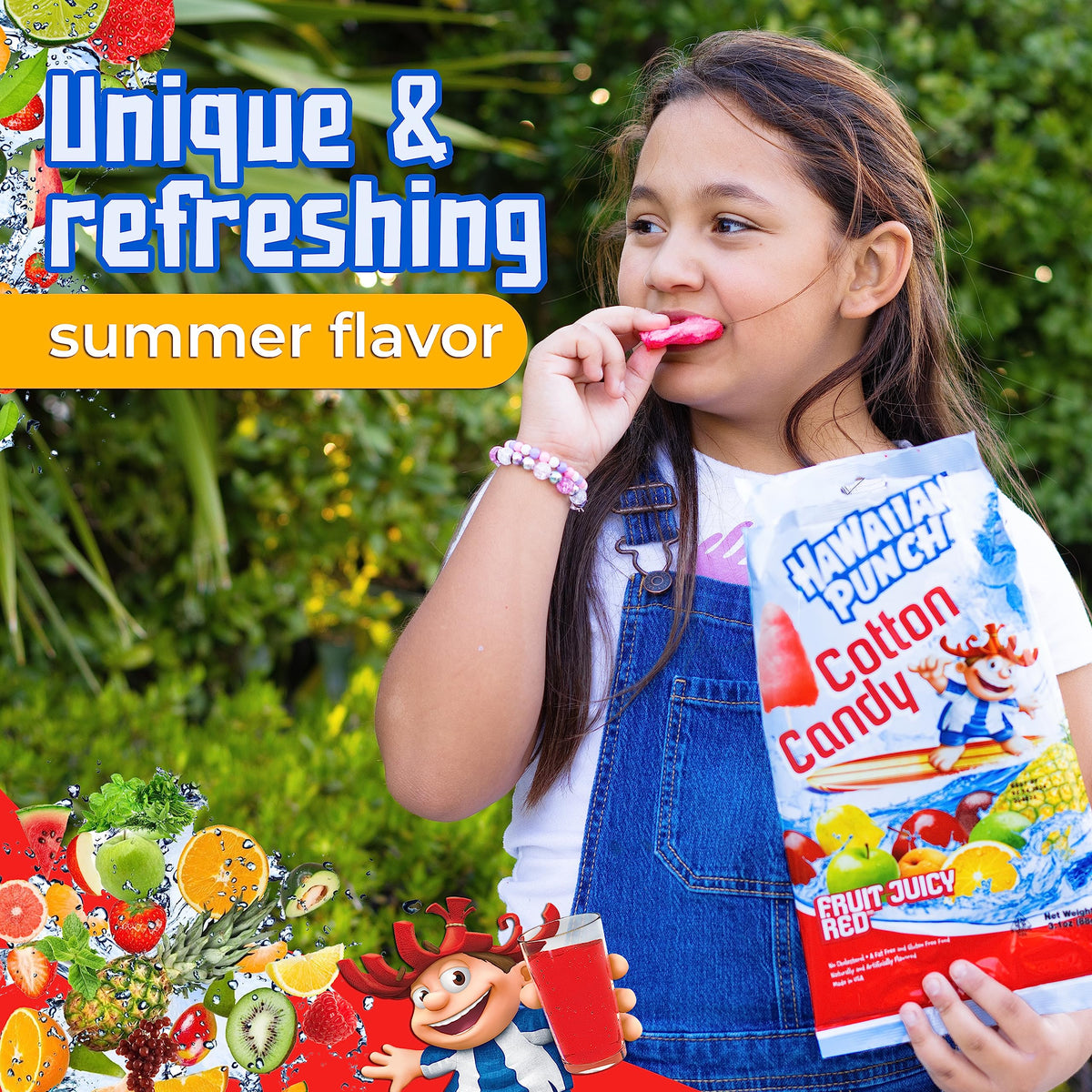 Candylandia Hawaiian Punch Flavored Cotton Candy Bulk - Fruit Juicy Red - Party Favors for Birthdays, Party Themes, & More - Fat-Free & Gluten-Free