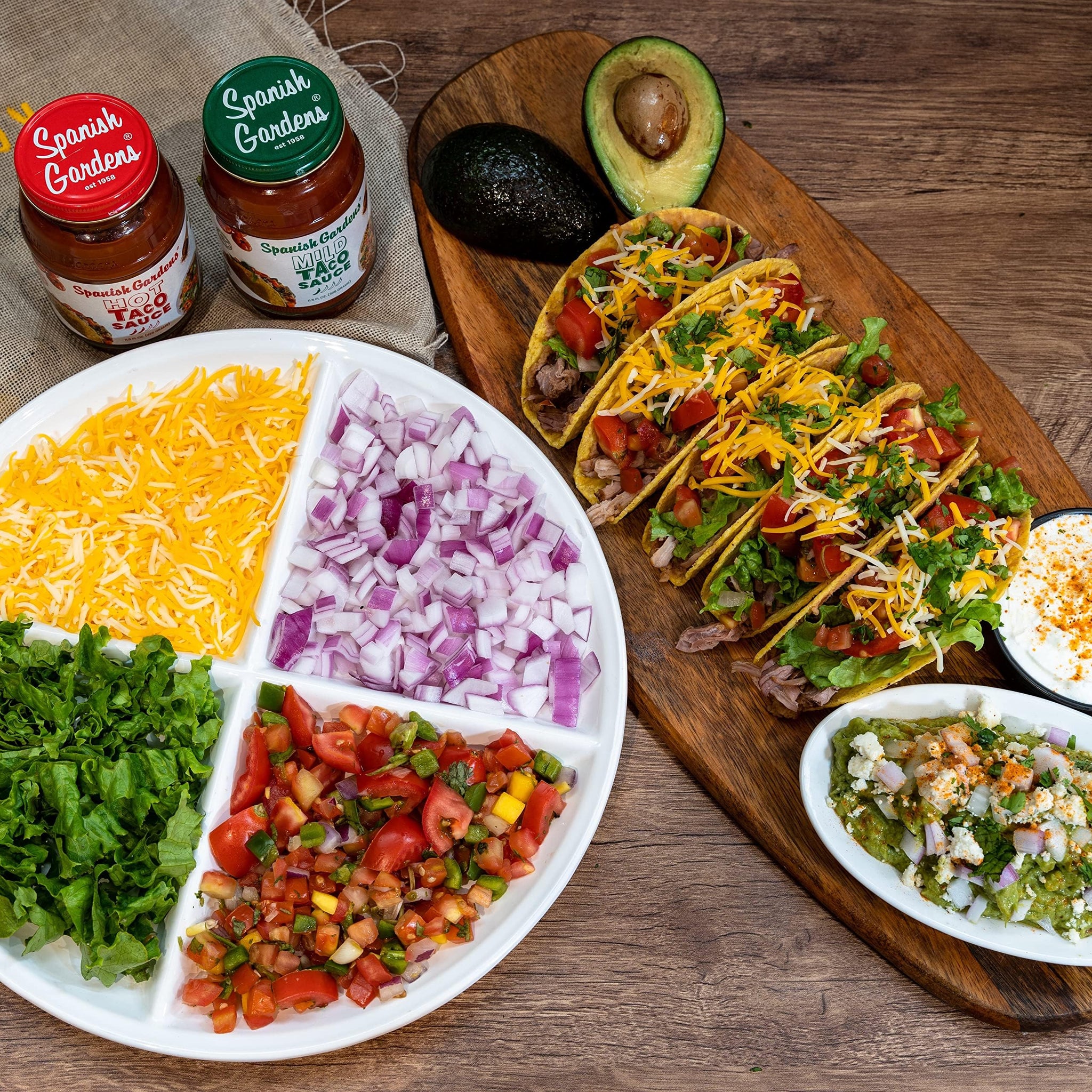 Spanish Gardens Taco Sauce Variety Pack (6 Pack) - Mild, Hot & Extra Hot Sauce Made with Tomatoes, Peppers, Onion & Garlic - Original Family Recipe