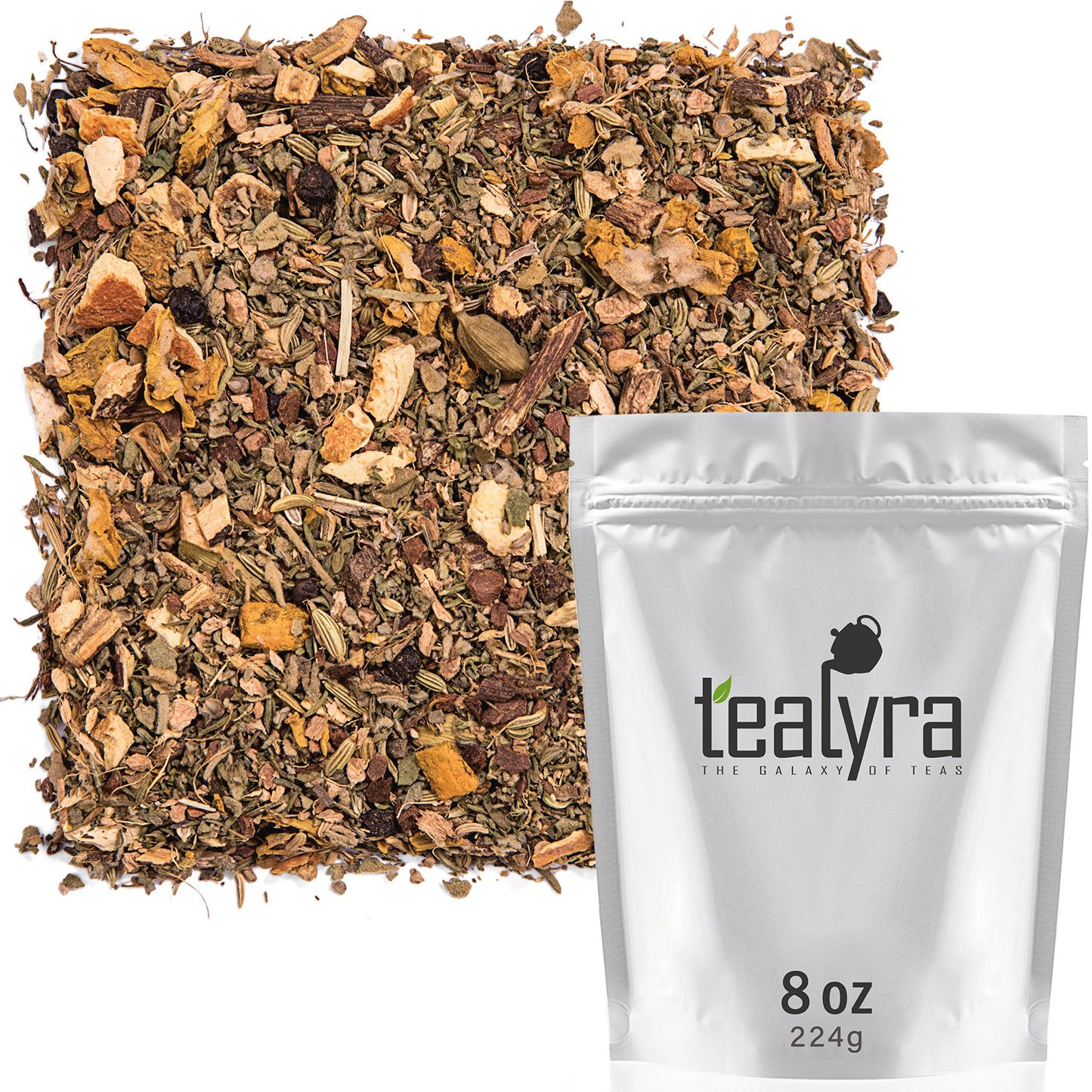 Tealyra - Holistic Health Tea - Turmeric Healthy Tonic - Ginger - Fennel - Cinnamon - Loose Leaf - All-In-One Wellness Blend - Caffeine-Free - 224g