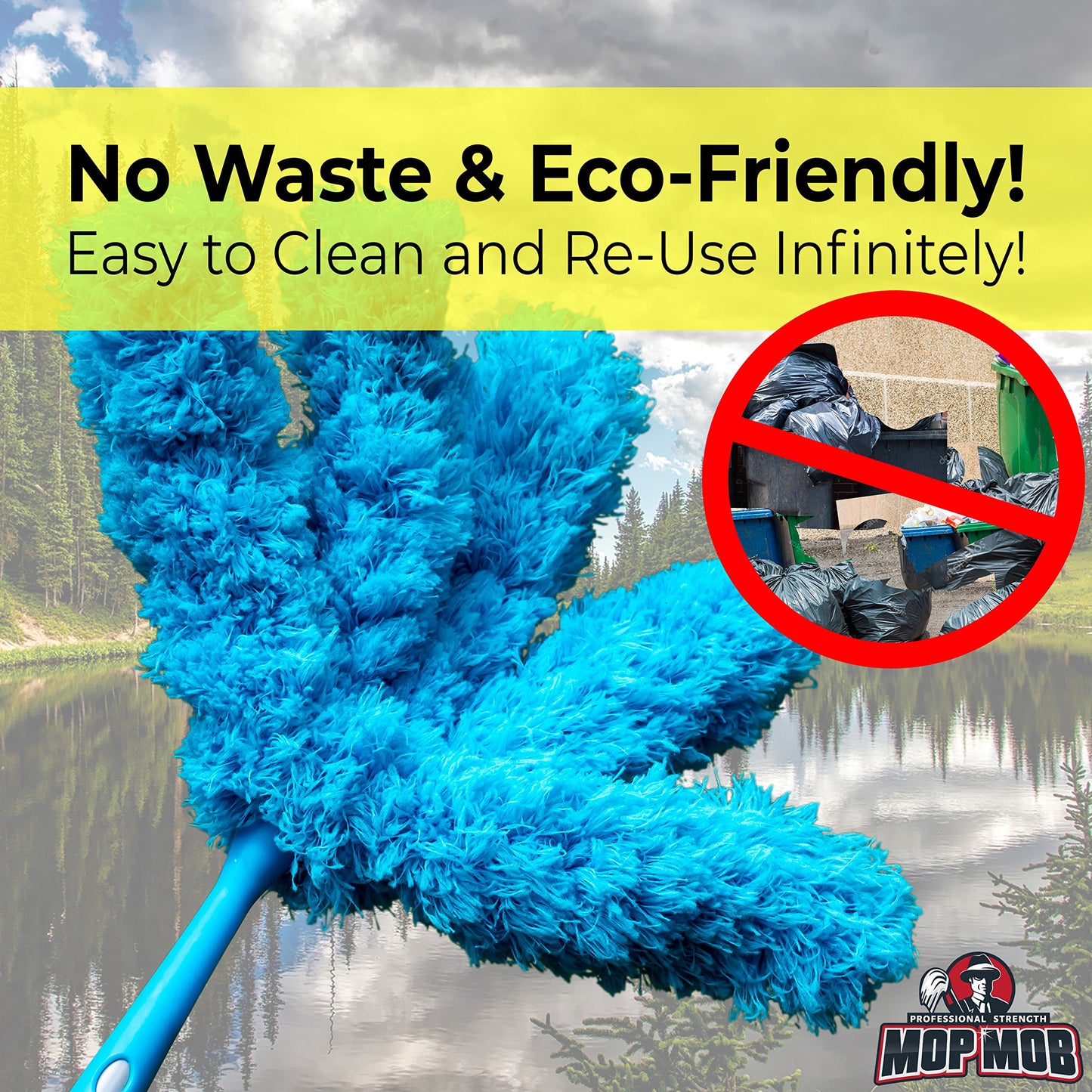 Extendable Washable Microfiber Duster and Blind Cleaner w/Pivoting Head and Extension Pole. Telescopic Arm and Flexible Heads for Easy Ceiling