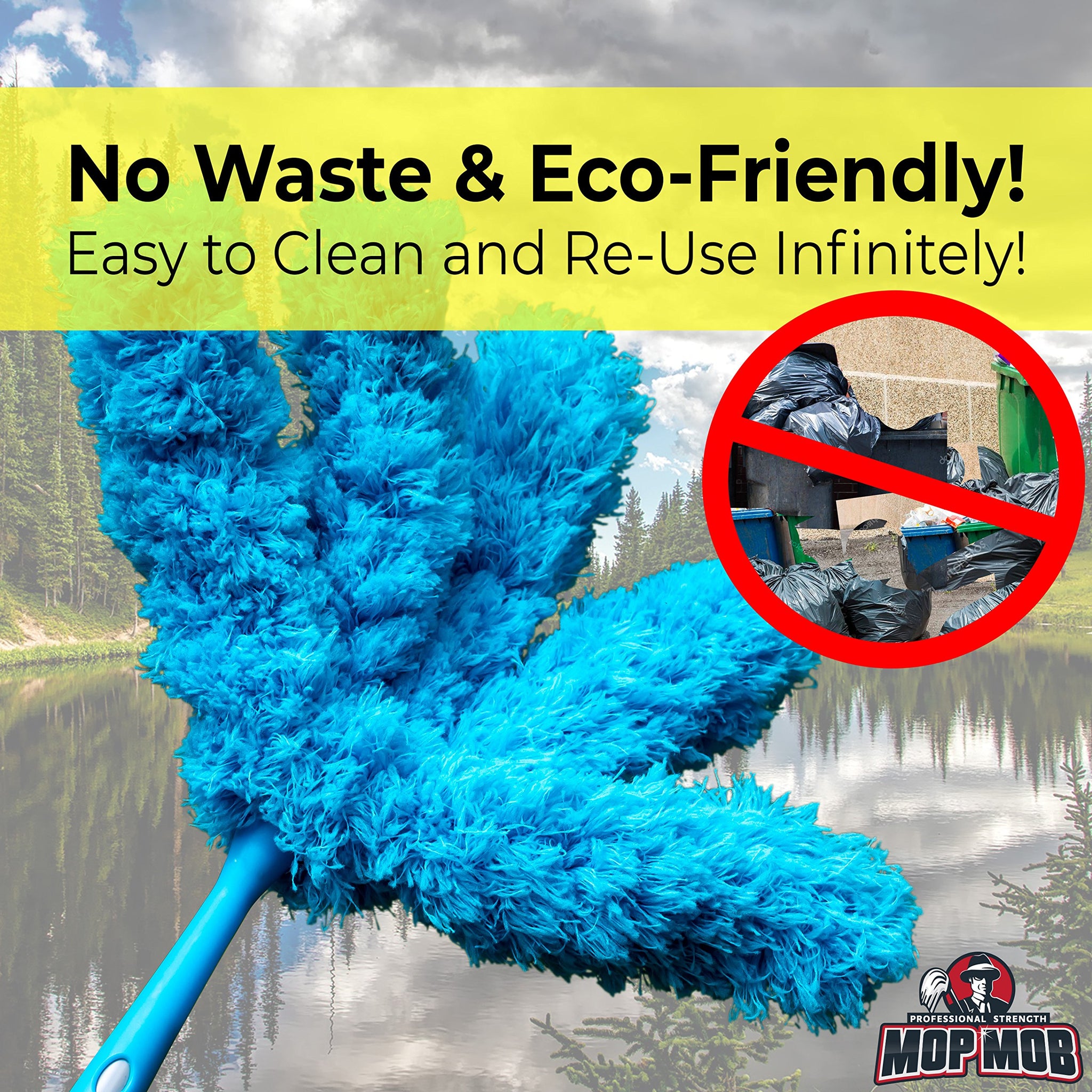 Extendable Washable Microfiber Duster and Blind Cleaner w/Pivoting Head and Extension Pole. Telescopic Arm and Flexible Heads for Easy Ceiling