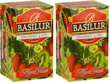 Basilur | Strawberry & Kiwi Tea | Ceylon Black Tea | Magic Fruits Collection | 20 Count Foil Enveloped - Pack of 2