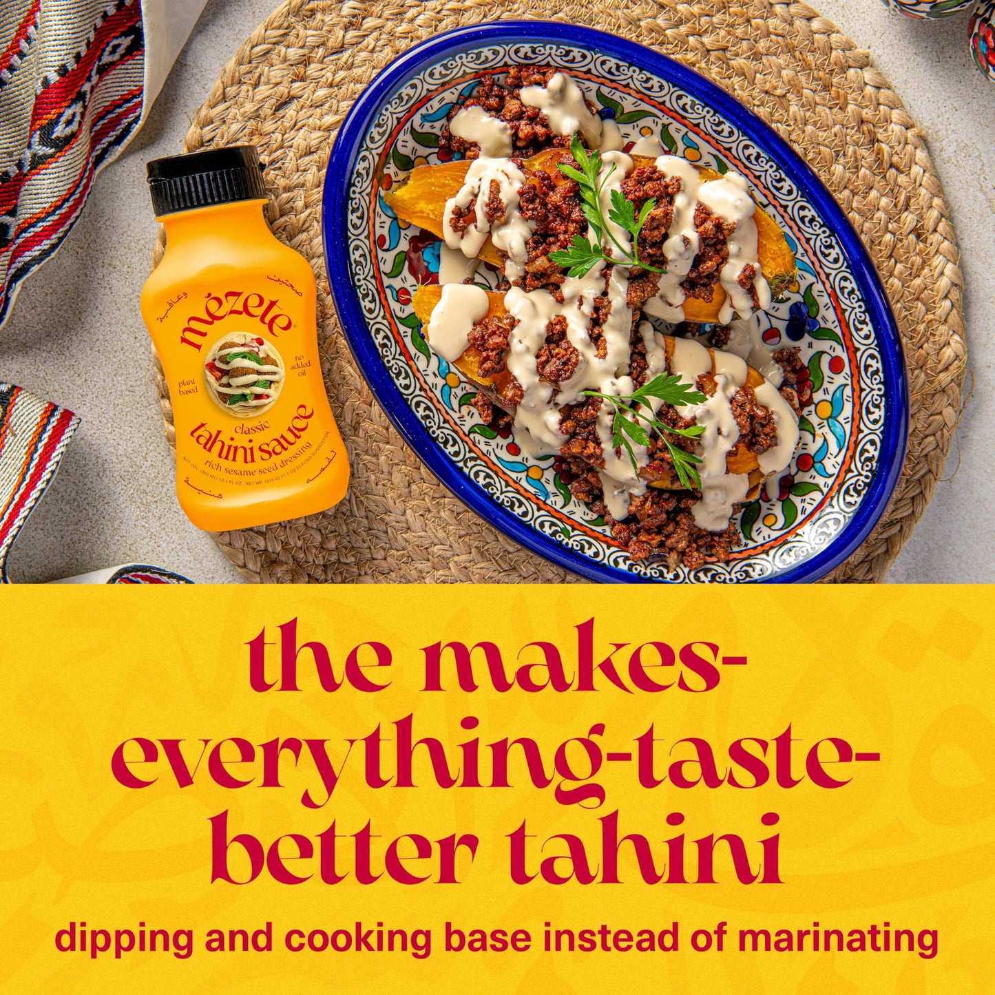 Mezete Tahini Sauce | Sesame Dressing | Traditional Middle Eastern Recipe | No Additives or Preservatives | Easy Squeeze Bottle | Non-GMO | 315g