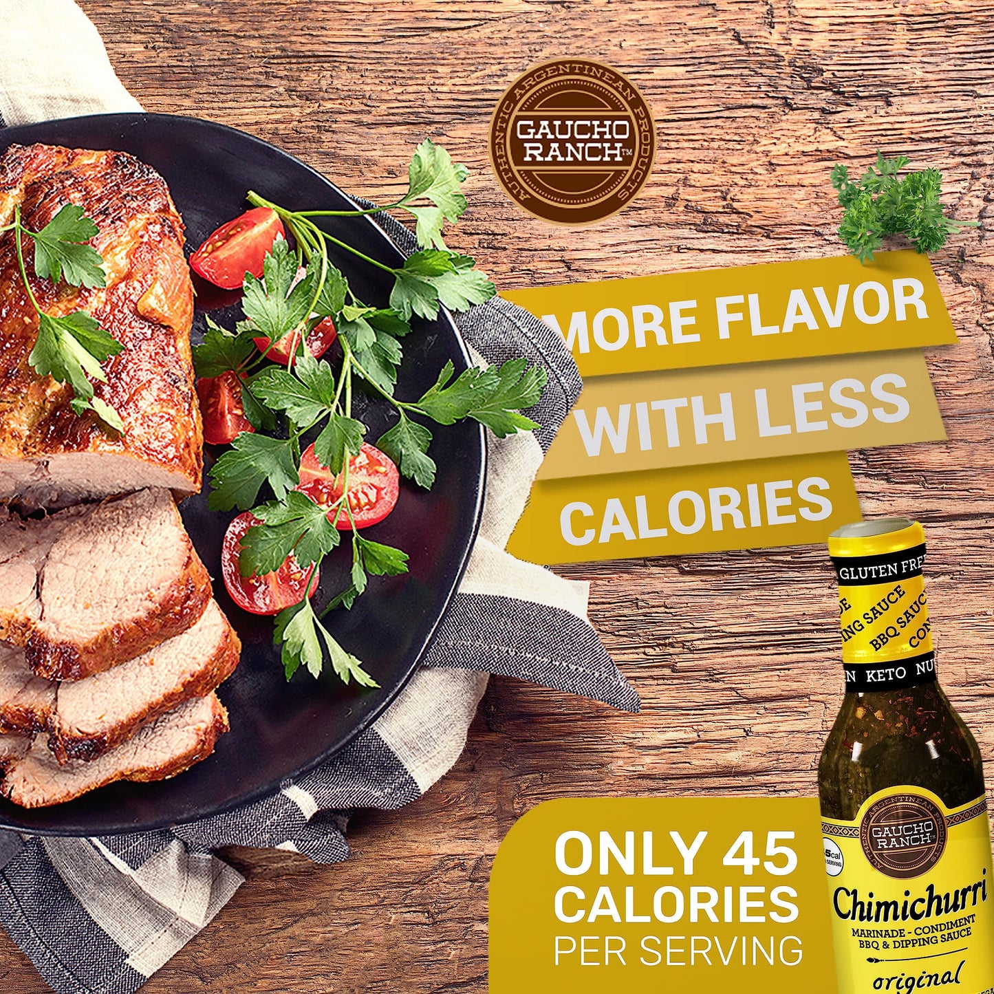 Gaucho Ranch Chimichurri Sauce Original Flavor | Chimichurri Seasoning Mix of Parsley, Garlic and Rosemary with Hints of Oregano | Adobo Sauce Gluten