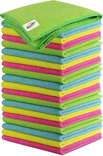 SCRUBIT Microfiber Cleaning Cloth Lint Free Towels for House, Kitchen, Cars, Windows -Ultra Absorbent and Super Soft Wash Cloths (24 Pack)
