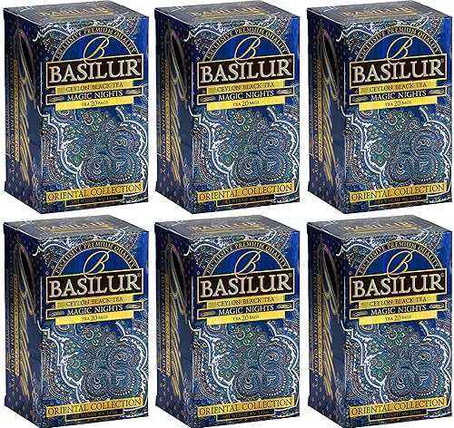 Basilur | "Magic Night " Oriental Tea Collection | 100% Pure Ceylon | 20 Count Foil Enveloped Teabags - Pack of 6
