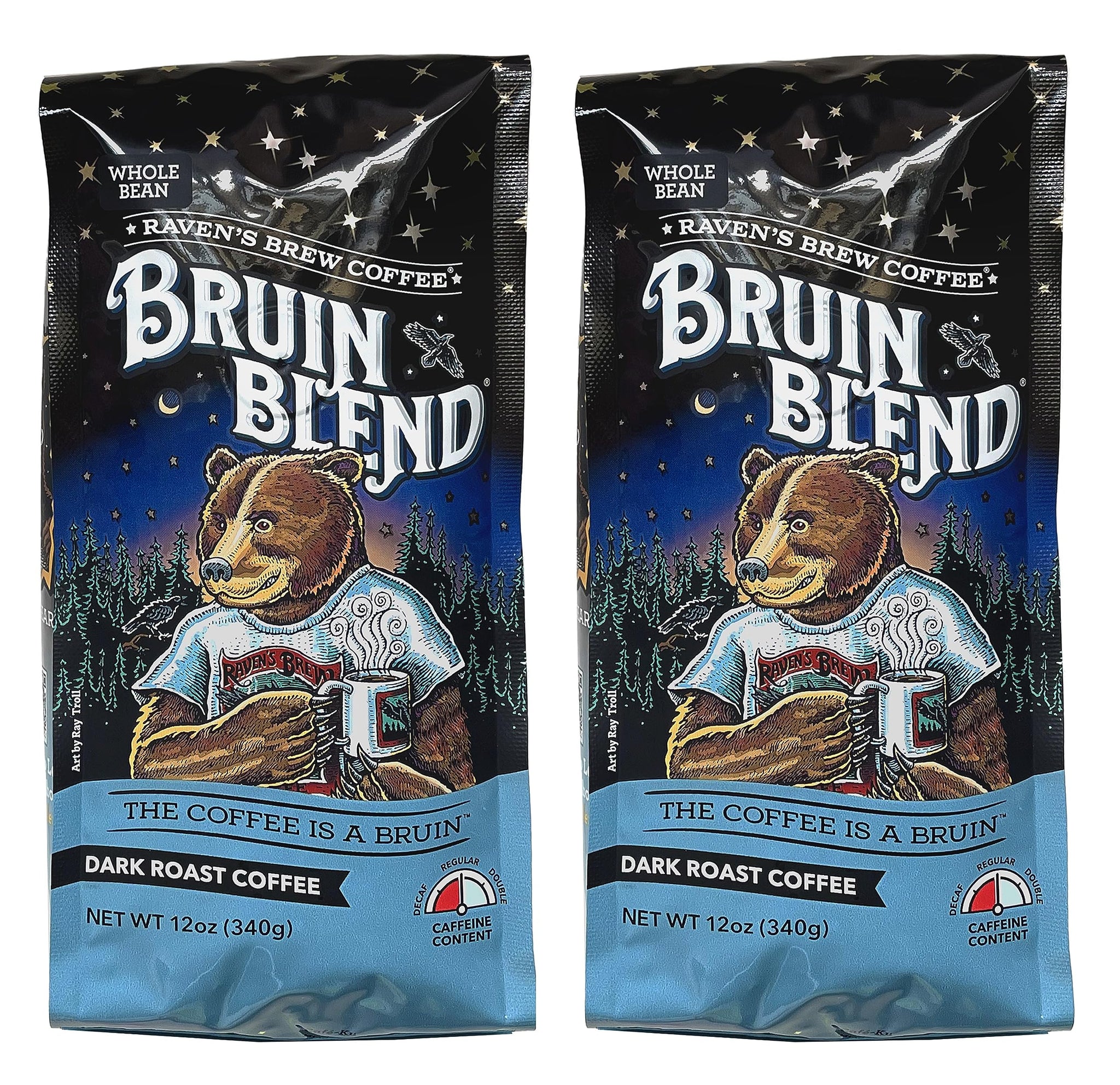 Ravens Brew Whole Bean Bruin Blend, 12-Ounce Bags (Pack of 2)