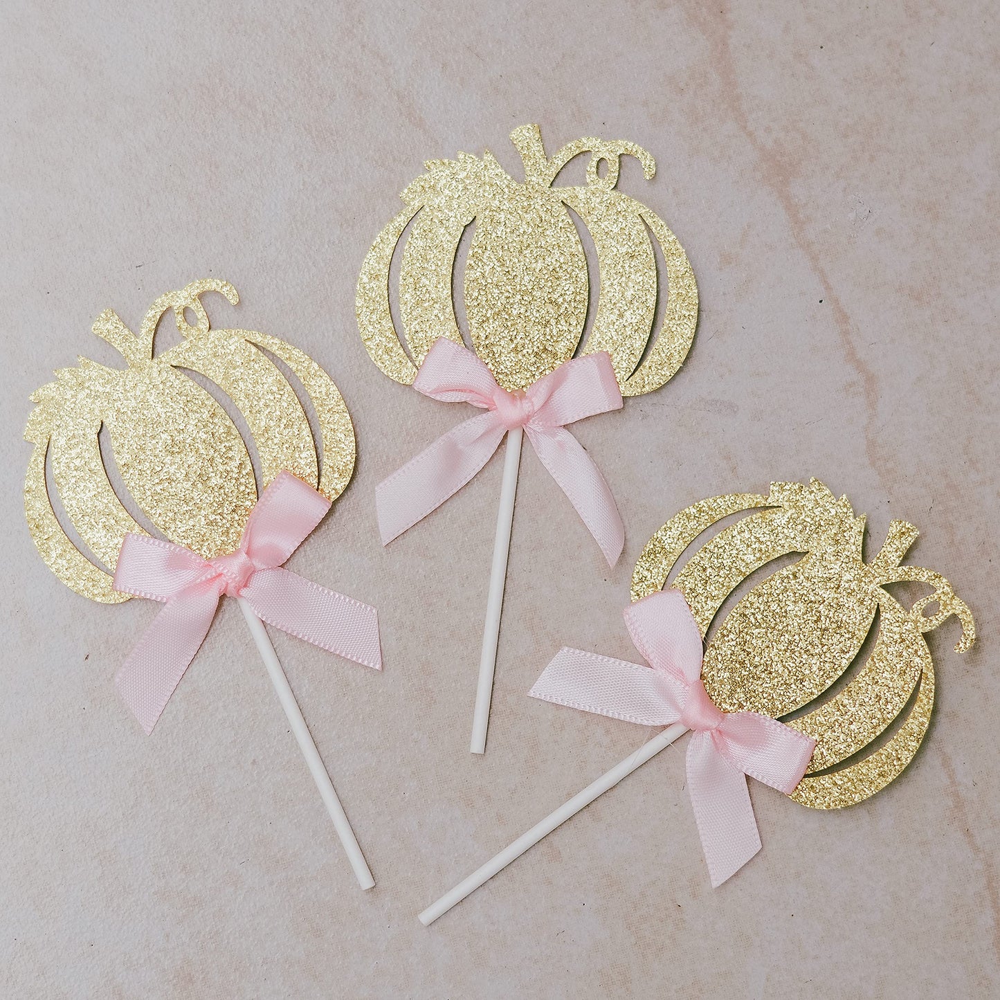 Little Pink Pumpkin Cake Topper + 24 Cupcake Toppers, 25pcs Kit | Cake Decoration Set for Girls Pumpkin Birthday Party, Autumn/Fall Theme Baby Shower