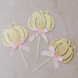 Little Pink Pumpkin Cake Topper + 24 Cupcake Toppers, 25pcs Kit | Cake Decoration Set for Girls Pumpkin Birthday Party, Autumn/Fall Theme Baby Shower