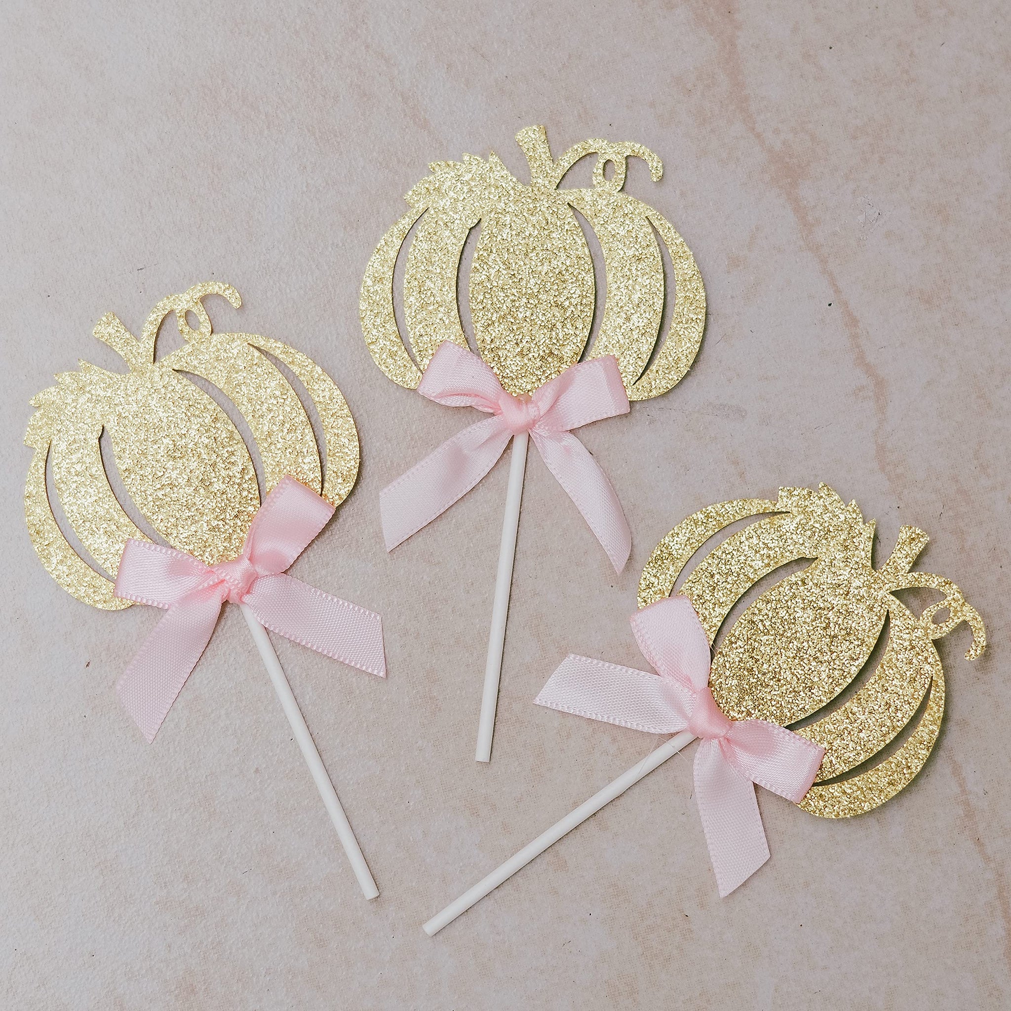 Little Pink Pumpkin Cake Topper + 24 Cupcake Toppers, 25pcs Kit | Cake Decoration Set for Girls Pumpkin Birthday Party, Autumn/Fall Theme Baby Shower