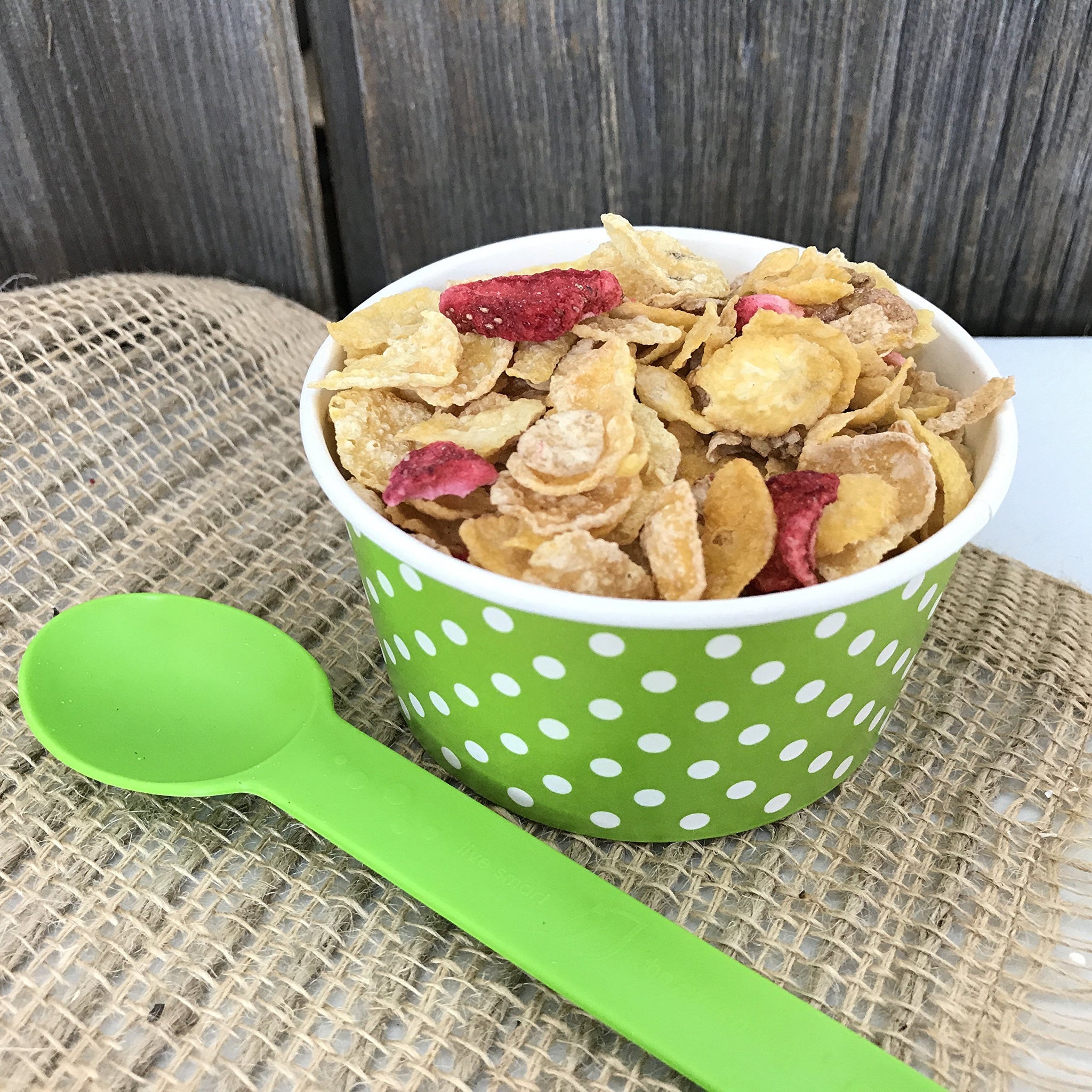12 Ounce Disposable Paper Treat Cups Ice Cream Bowls -Plastic Spoons - Paper Straws - Ice Cream Sundae Kit for 24 - Blue, Pink, Orange, Yellow, Green