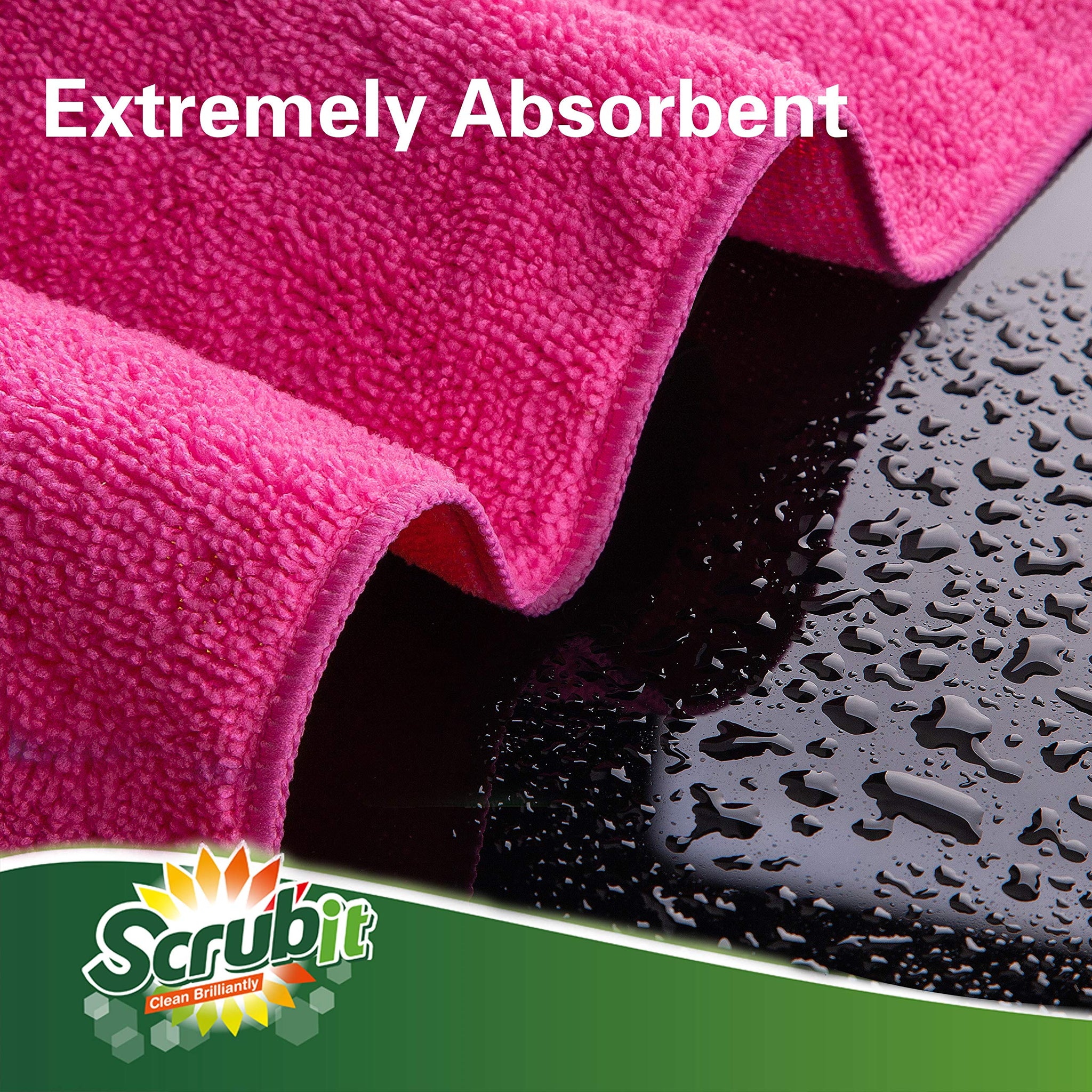 SCRUBIT 24 Pack Microfiber Cleaning Cloth Lint Free and Streak Free Towels for House, Cars, Kitchen and Screens - Super Absorbent and Soft Wash Cloths