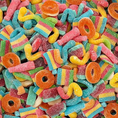 Gummy Candy Bulk | 2 Pound Bag | Sweet & Sour Gummy Mix | Peach Rings, Worms, Bottles, Mini Belts, Watermelon Wedges | Party Gummies Variety Pack |