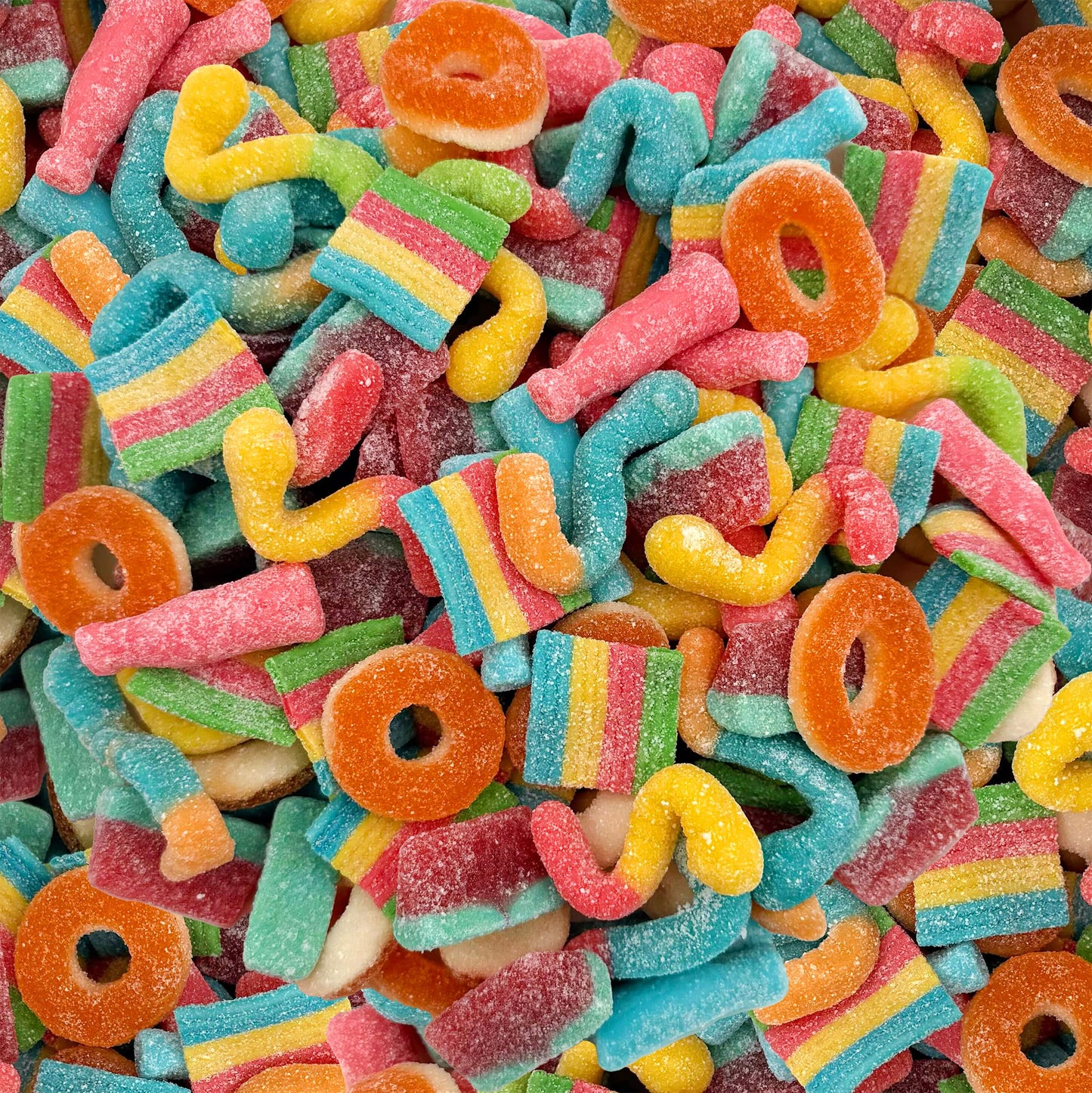 Gummy Candy Bulk | 2 Pound Bag | Sweet & Sour Gummy Mix | Peach Rings, Worms, Bottles, Mini Belts, Watermelon Wedges | Party Gummies Variety Pack |