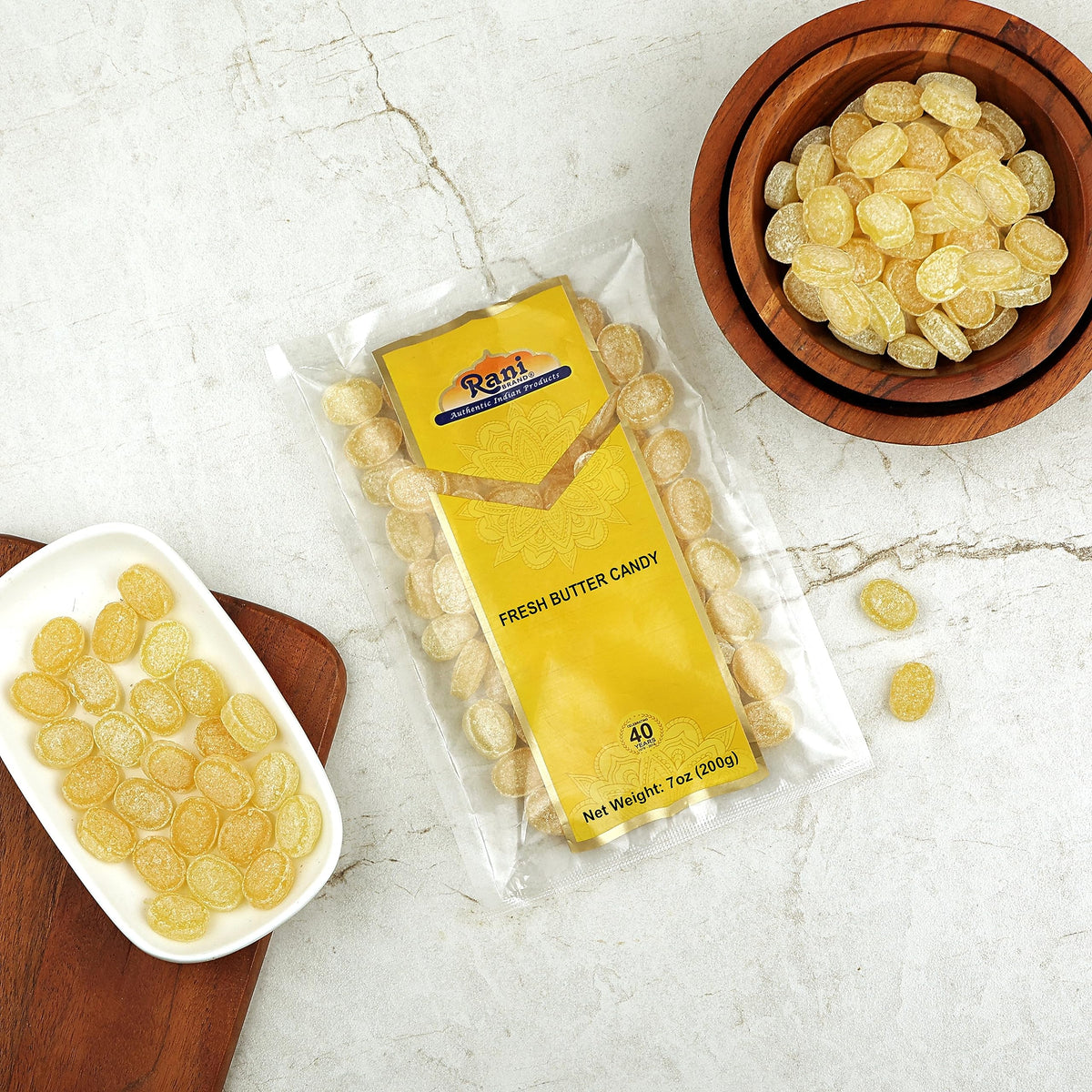 Rani Fresh Butter Candy 7oz (200g) Individually Wrapped ~ Indian Tasty Treats | Vegan | Gluten Friendly | NON-GMO | Indian Origin