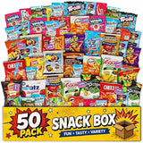 Snack Variety Care Package Gift Box, 50 Count Ready To Gift Assorted Snacks With Cookies Chips Bars Popcorn Crackers For Adults Kids Office Break