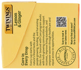 Twinings Lemon & Ginger Herbal Tea Individually Wrapped Bags, 20 Count (Pack of 1), Tangy Lemon, Spicy Ginger, Naturally Caffeine-Free, Enjoy Hot or
