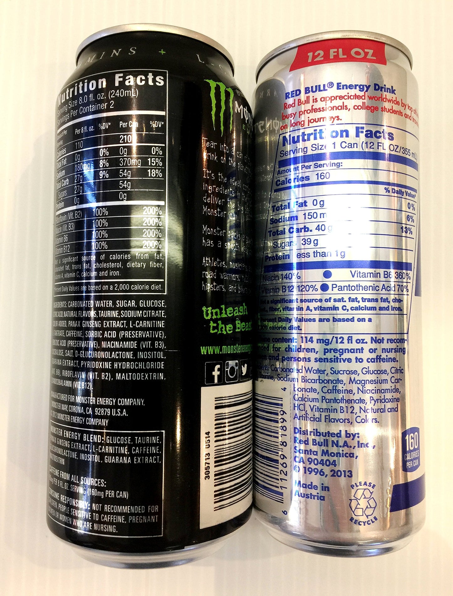 Monster and Red Bull Energy Drink Variety - Military, College Care Package - Pack of 8.