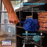 Extendable Microfiber Duster Extension Rod | Ceiling Fan Duster 20 Foot Reach | Cobweb 3-Stage Aluminum Telescoping Pole | Lightweight Webster