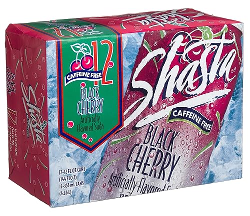 Shasta Black Cherry Soda | Bold, Fruity Cherry Flavor | Caffeine-Free Soft Drink | 12-Pack of 12oz Cans | Crisp, Bubbly Refreshment with a Sweet Kick