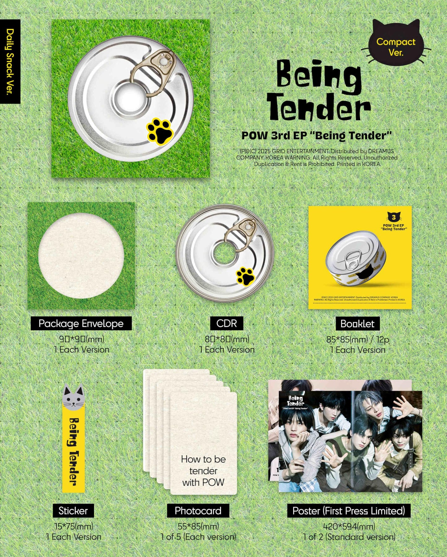 POW Being Tender Album [Daily Snack + Work Snack ver Full SET Compact ver]+Pre Order Benefits+BolsVos Exclusive K-POP Inspired Digital Merches