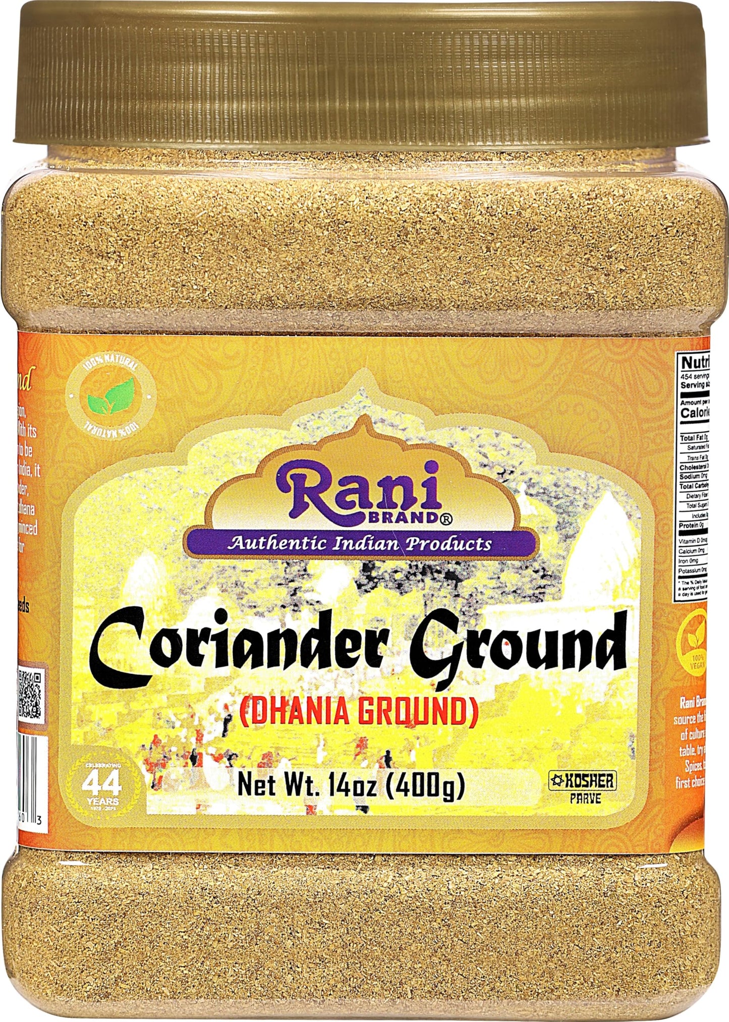 Rani Coriander Ground Powder (Indian Dhania) Spice 14oz (400g) PET Jar ~ All Natural | Salt-Free | Vegan | No Colors | Gluten Friendly | NON-GMO |