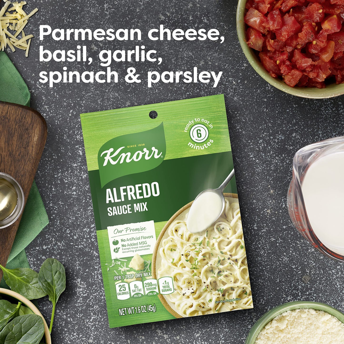 Knorr Sauce Mix Alfredo Sauce Creamy Pasta Sauce For Simple Meals and Sides No Artificial Flavors, No Added MSG 1.6 oz