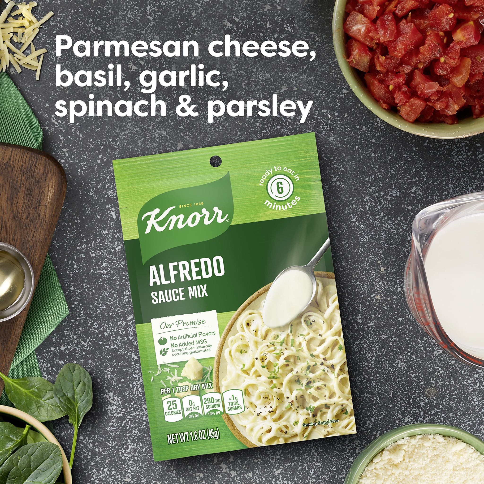 Knorr Sauce Mix Alfredo Sauce Creamy Pasta Sauce For Simple Meals and Sides No Artificial Flavors, No Added MSG 1.6 oz