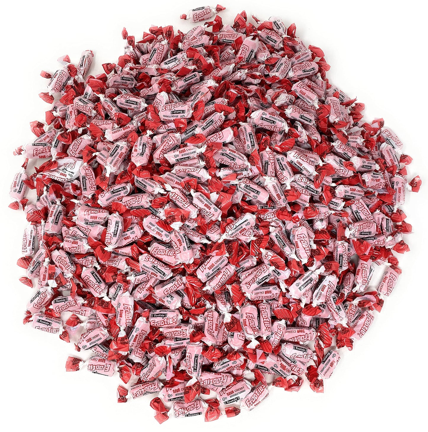 Bulk Sour Cherry Flavor Tootsie Roll Frooties Chewy Red American Taffies Candy Individually Wrapped In Resealable Assortit Bag 5 Lb 735+pcs (80-Oz)
