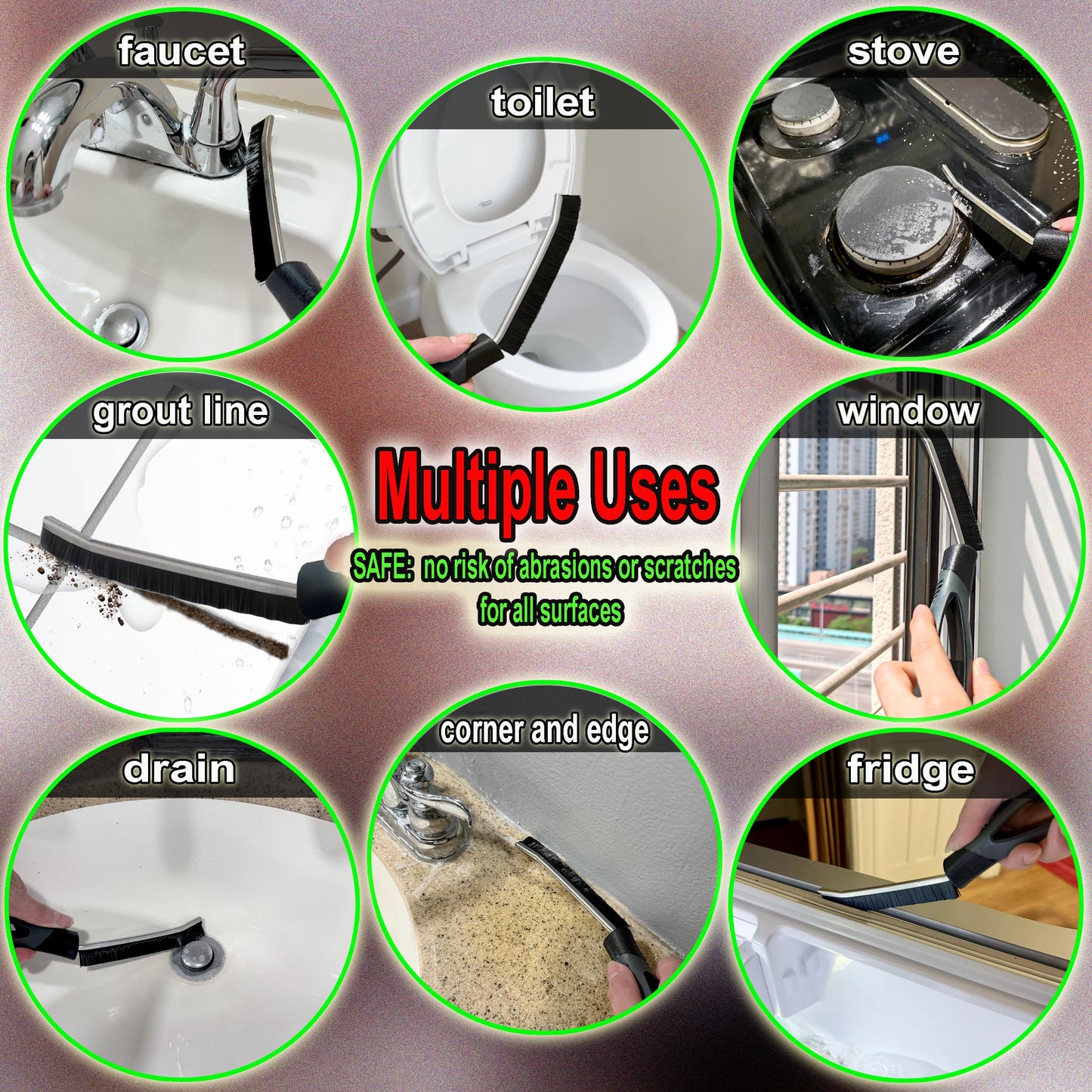 Crevice Cleaning Brush for Deep Cleaning Bathroom Tile, Kitchen Sink and Window Tracks, Multi-Purpose Hard Bristle Cleaning Brush for Household Use