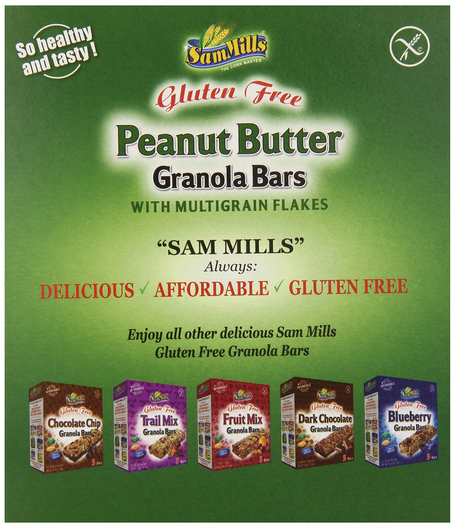 Sam Mills Gluten Free Granola Bars, Peanut Butter, 5 Ounce