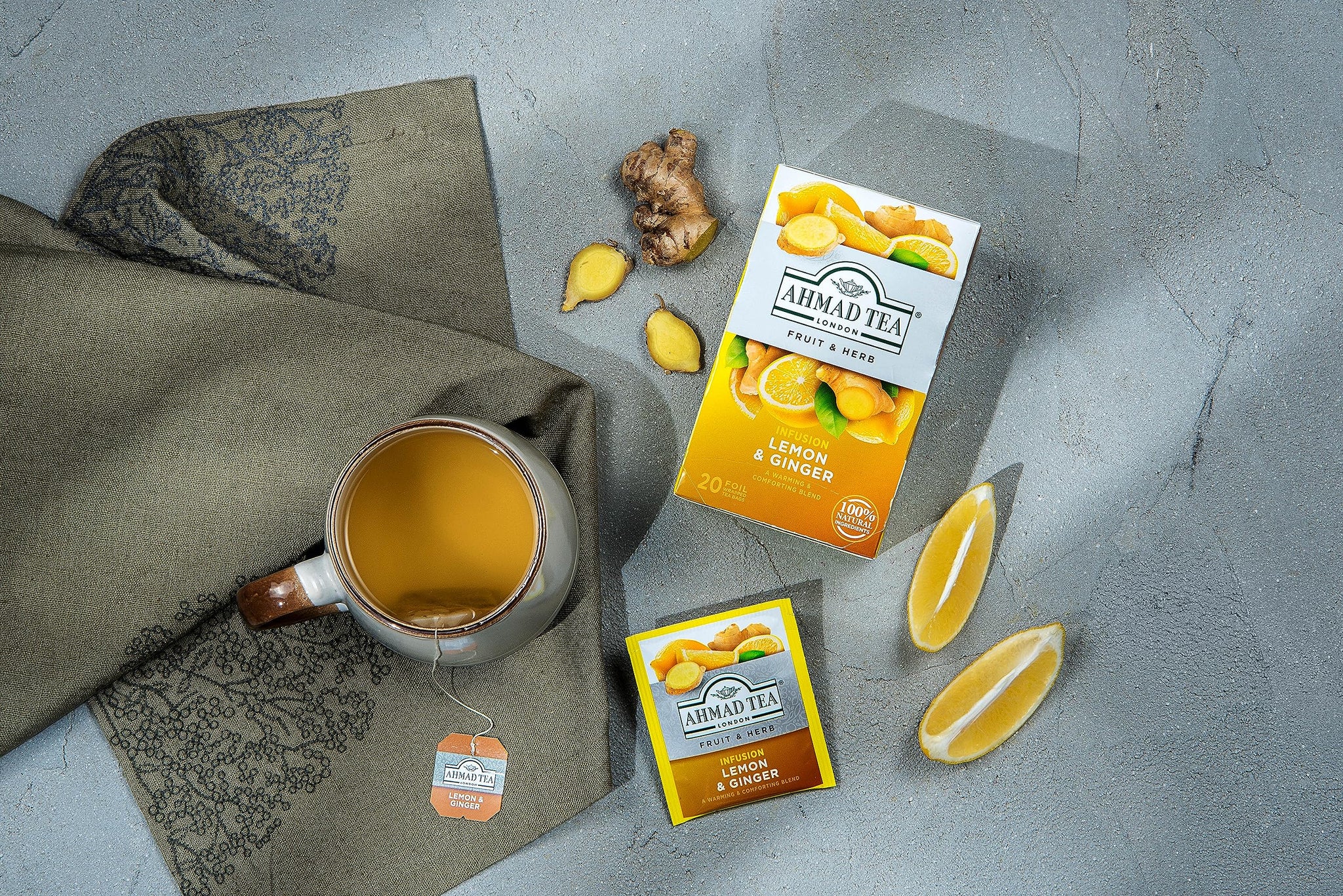 Ahmad Tea Tea Infusion, Lemon & Ginger, 40G, 20 Count