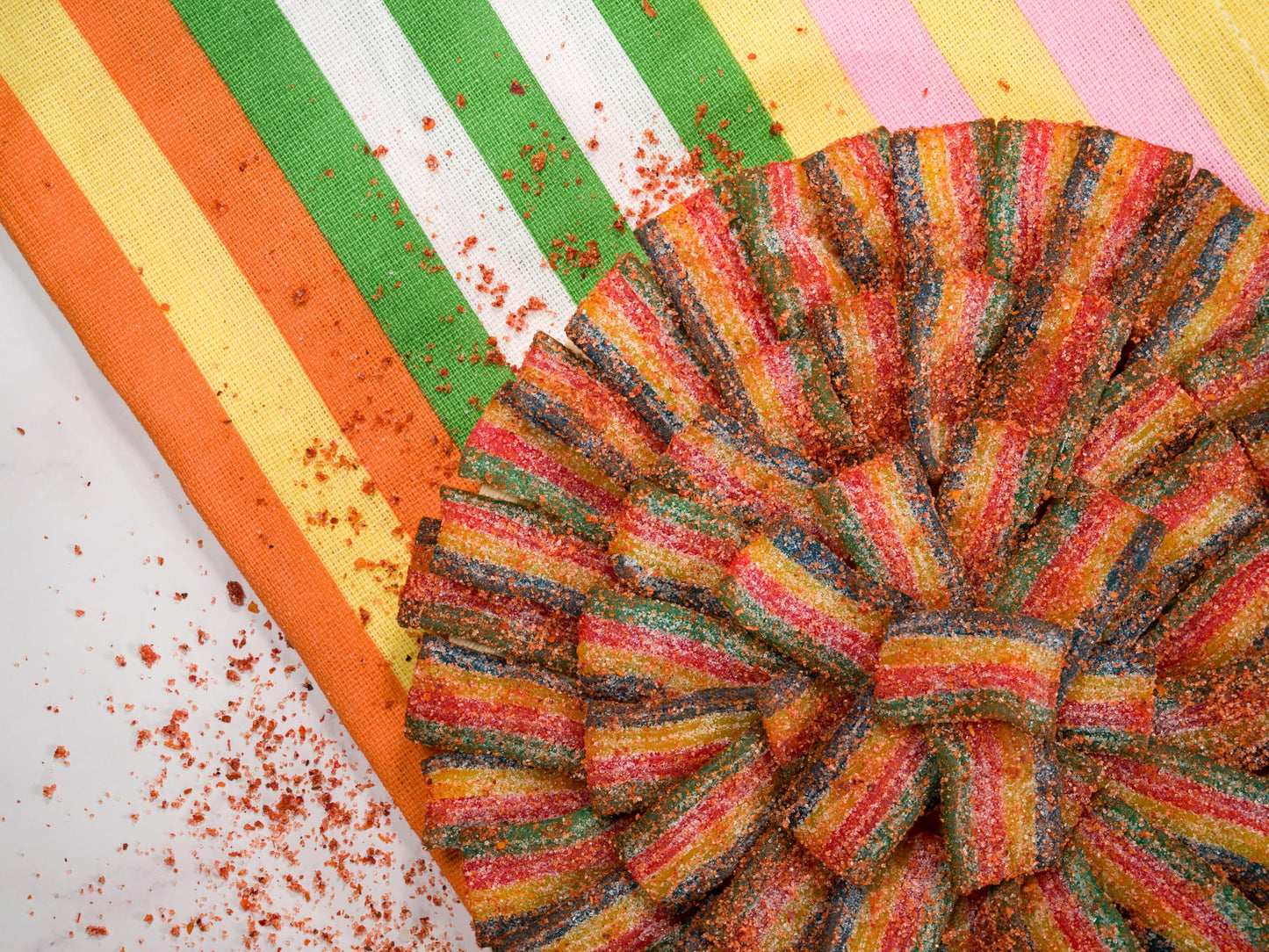 Chamoy Covered Sour Gummy Candy 2 Lb ~ Smarty Stop (Rainbow Belt Bites)