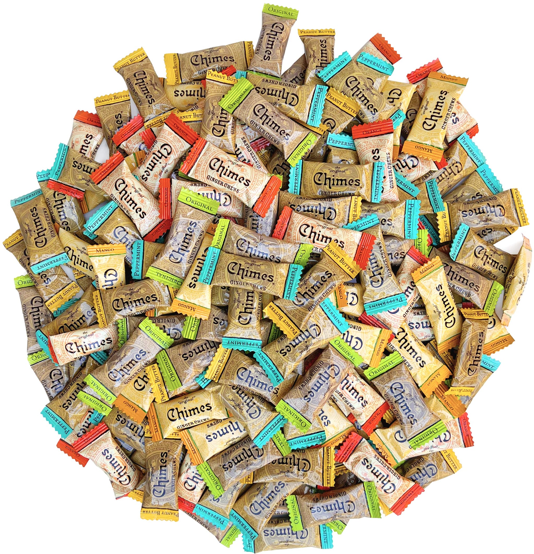 Chimes Ginger Chews 2LB Variety Pack - Original, Orange, Mango, Peppermint, Peanut Butter and Meyer Lemon