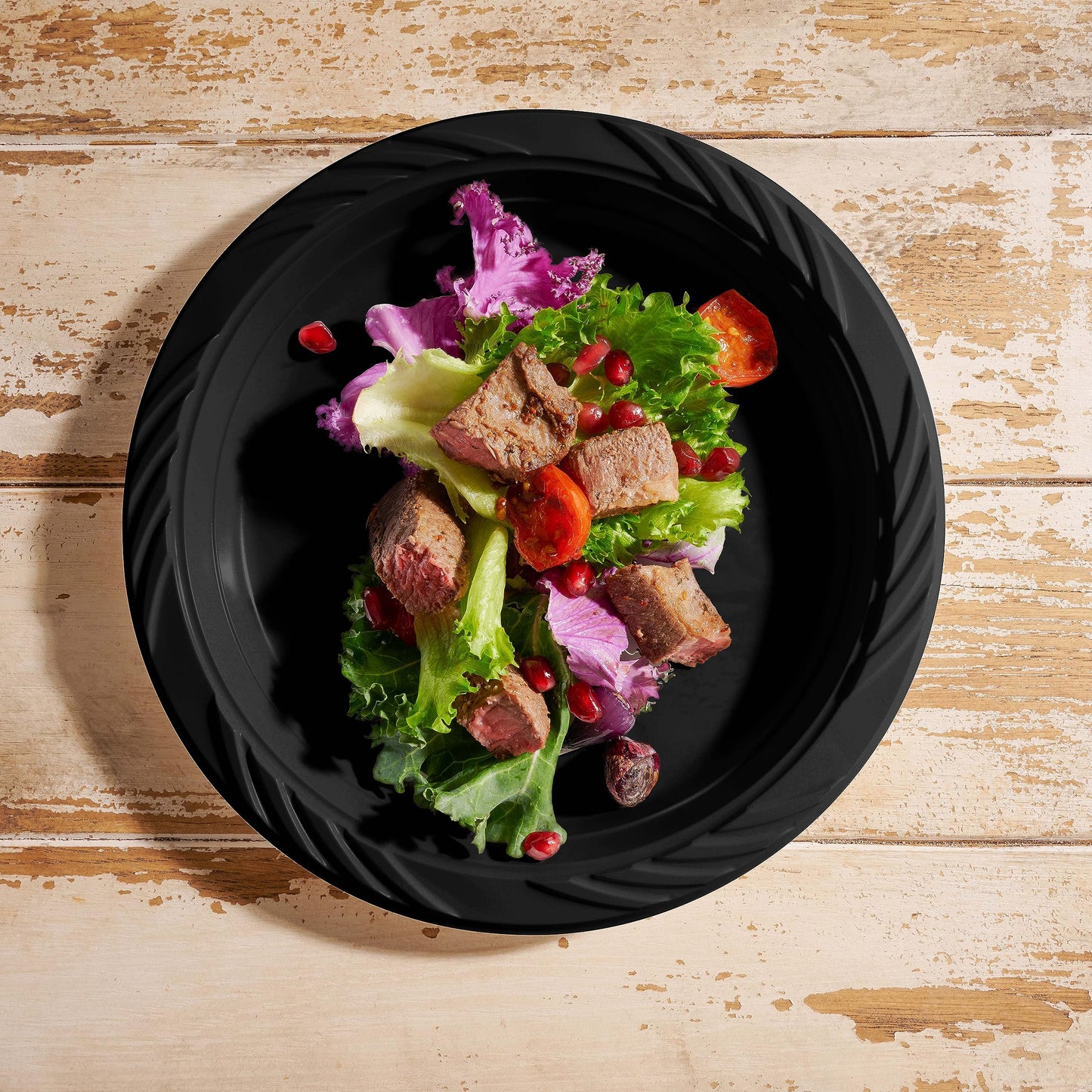 Munfix 200 Black Plastic Plates Set - 9 Inch Disposable Dinner Plates Bulk Pack for Party BBQ, Picnic, Parties, Travel and Events, Microwavable