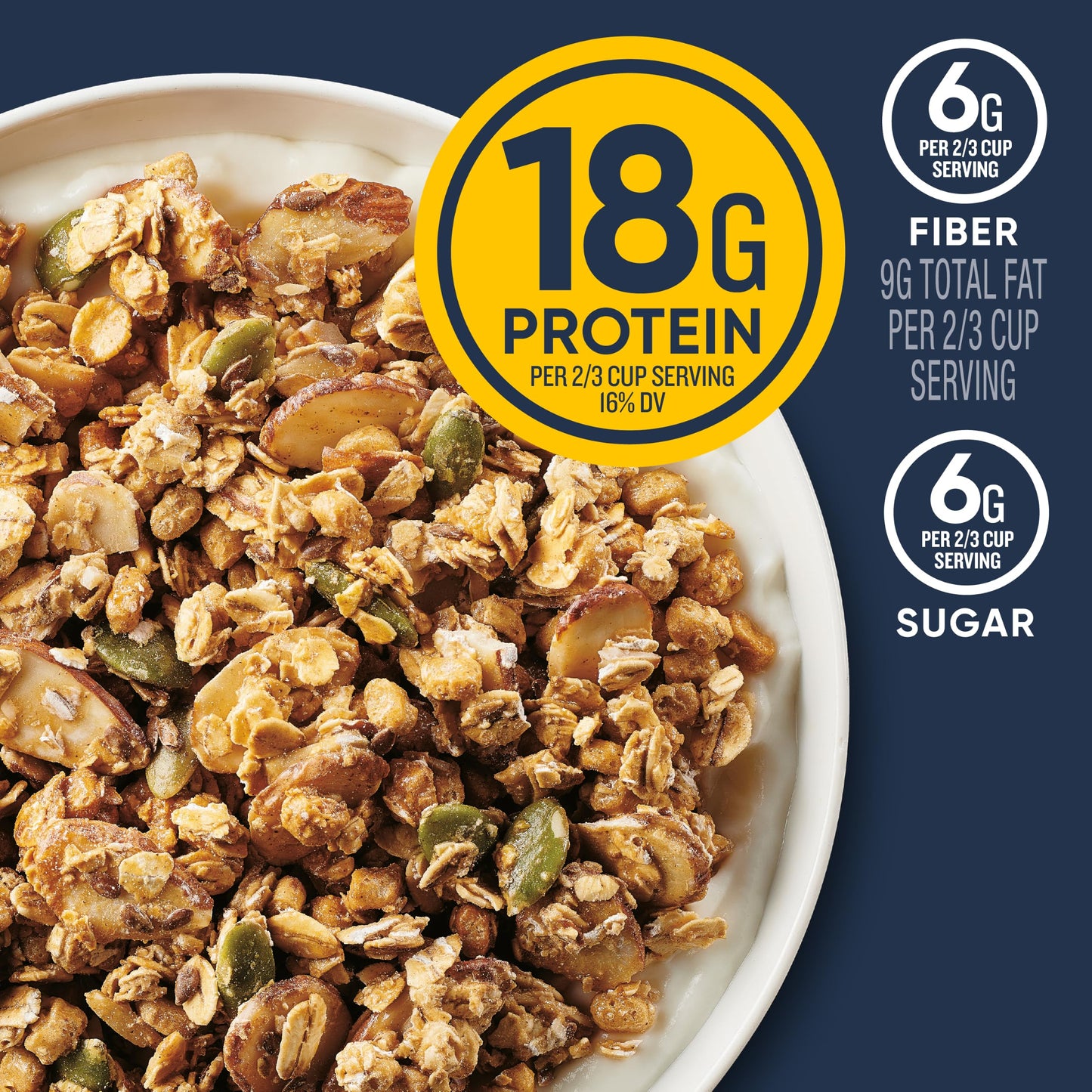 Ratio Protein Fiber Maple Almond Granola Cereal, 18g Protein, 9.8 oz