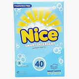 Nice Smart Sheets - 40 Loads - Patent-Powered Laundry Sheets for Sweat & Stains, Works in Cold Water, HE & Standard Machines, Hypoallergenic