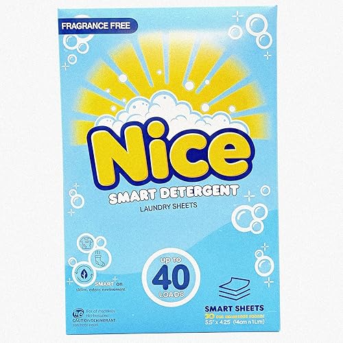 Nice Smart Sheets - 40 Loads - Patent-Powered Laundry Sheets for Sweat & Stains, Works in Cold Water, HE & Standard Machines, Hypoallergenic