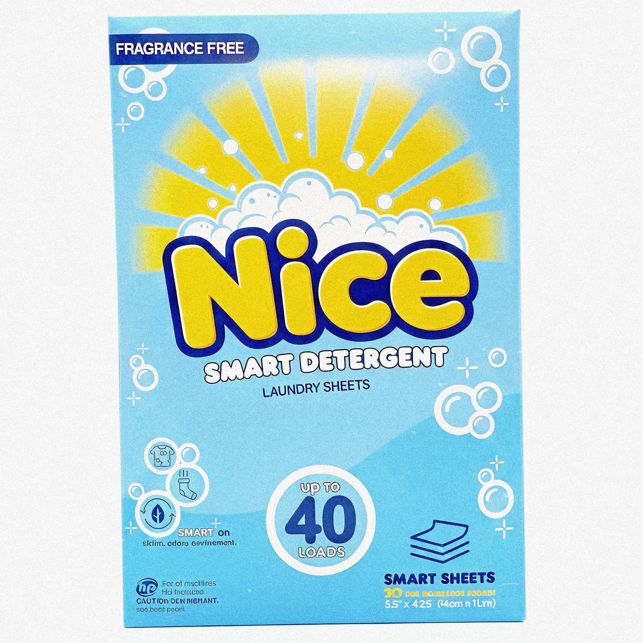 Nice Smart Sheets - 40 Loads - Patent-Powered Laundry Sheets for Sweat & Stains, Works in Cold Water, HE & Standard Machines, Hypoallergenic