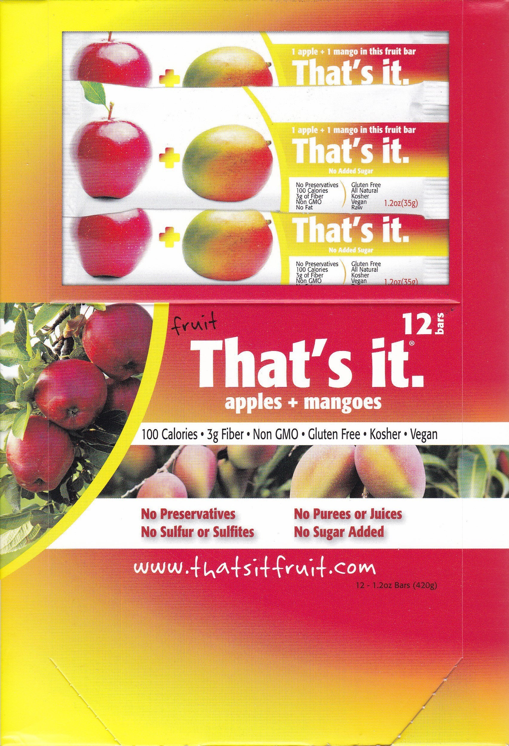 That's It Fruit Bars, Apple and Mango, Pack of 24 (2 Cases)