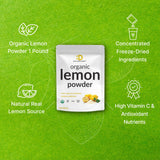 Organic Lemon Powder, 1lb - Real Freeze-Dried Source - Rich in Essential Vitamin C - Natural Immune Support - Raw Lemon Juice Flavor & Aroma