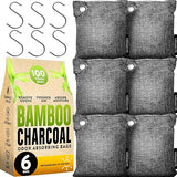 Charcoal Odor Absorber for Strong Odor (6 Pack, 100g each), Bamboo Charcoal Air Purifying Bag, Basement Musty Odor Eliminator Deodorizer, Activated