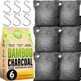 Charcoal Odor Absorber for Strong Odor (6 Pack, 100g each), Bamboo Charcoal Air Purifying Bag, Basement Musty Odor Eliminator Deodorizer, Activated