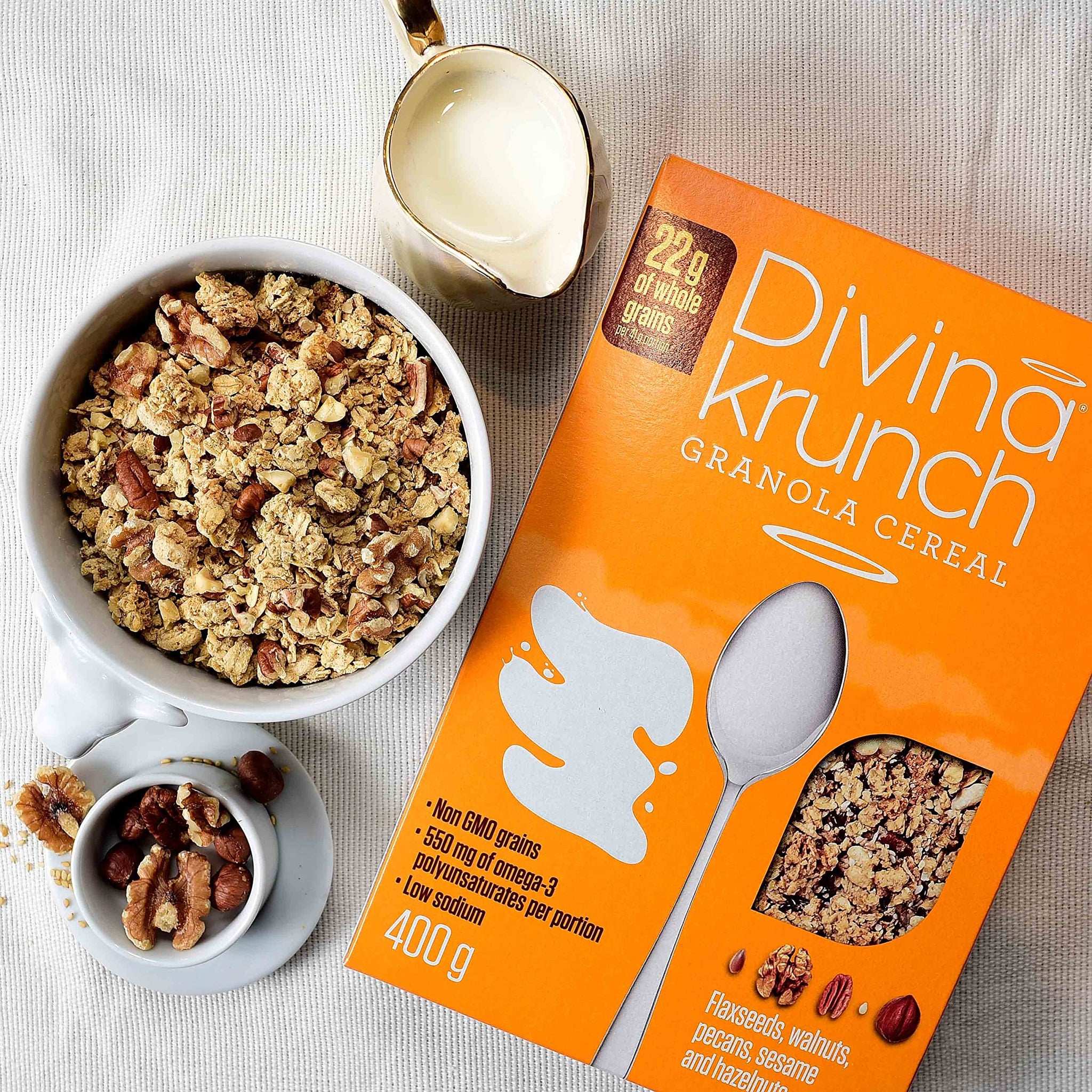 Divina Krunch Granola Cereal, Pack of 3, NON-GMO CEREAL (Omega Nuts & Seeds Granola)