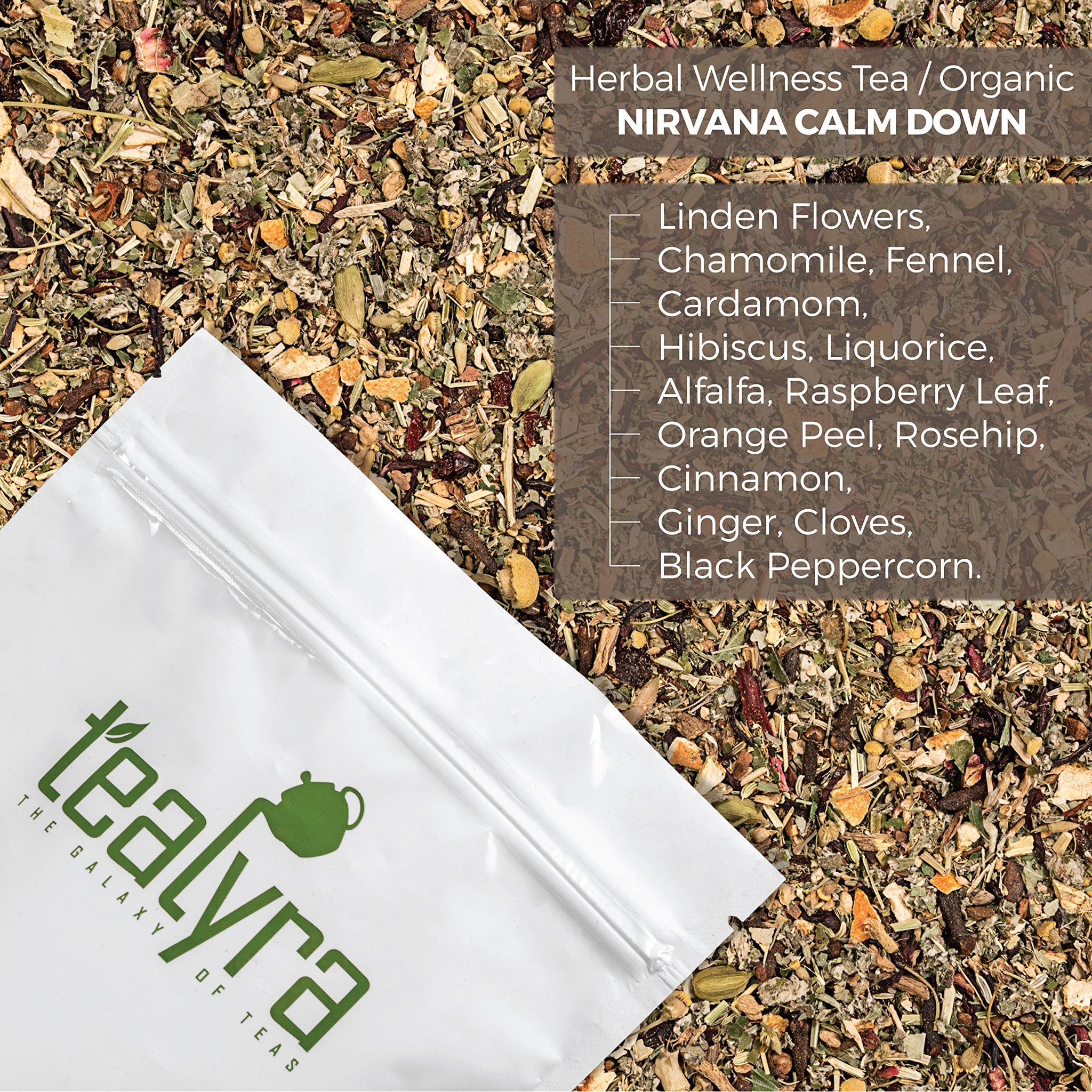 Tealyra - Calm Down - Nirvana - Chamomile Ginger Hibiscus - Wellness and Relaxing Herbal Loose Leaf Tea - Detox Tea - Caffeine-Free - All Natural