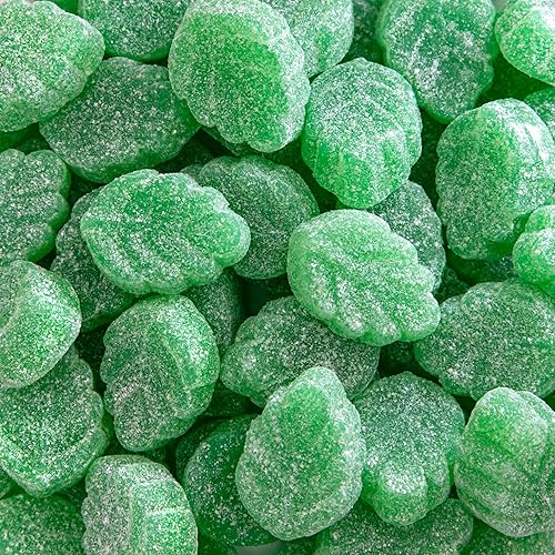 Spearmint Leaves Jelly Candy - 2 Pound Bulk Pack - Classic Spearmint Jelly Candy with Soft Chewy Texture - Leaf Shaped Mint Jellies for Buffets