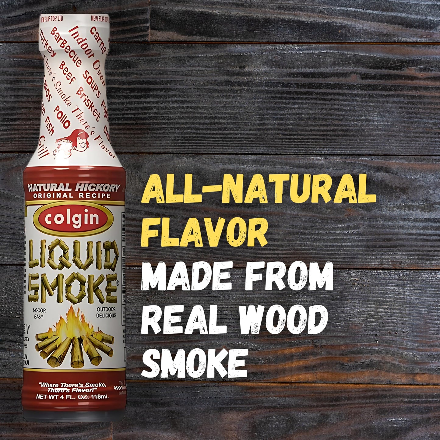 Colgin Authentic Hickory Liquid Smoke 4 oz for Home Cooks & BBQ Enthusiasts - Liquid Smoke for Cooking - Rich, Sweet Smoky Flavor for Meats, Sauces