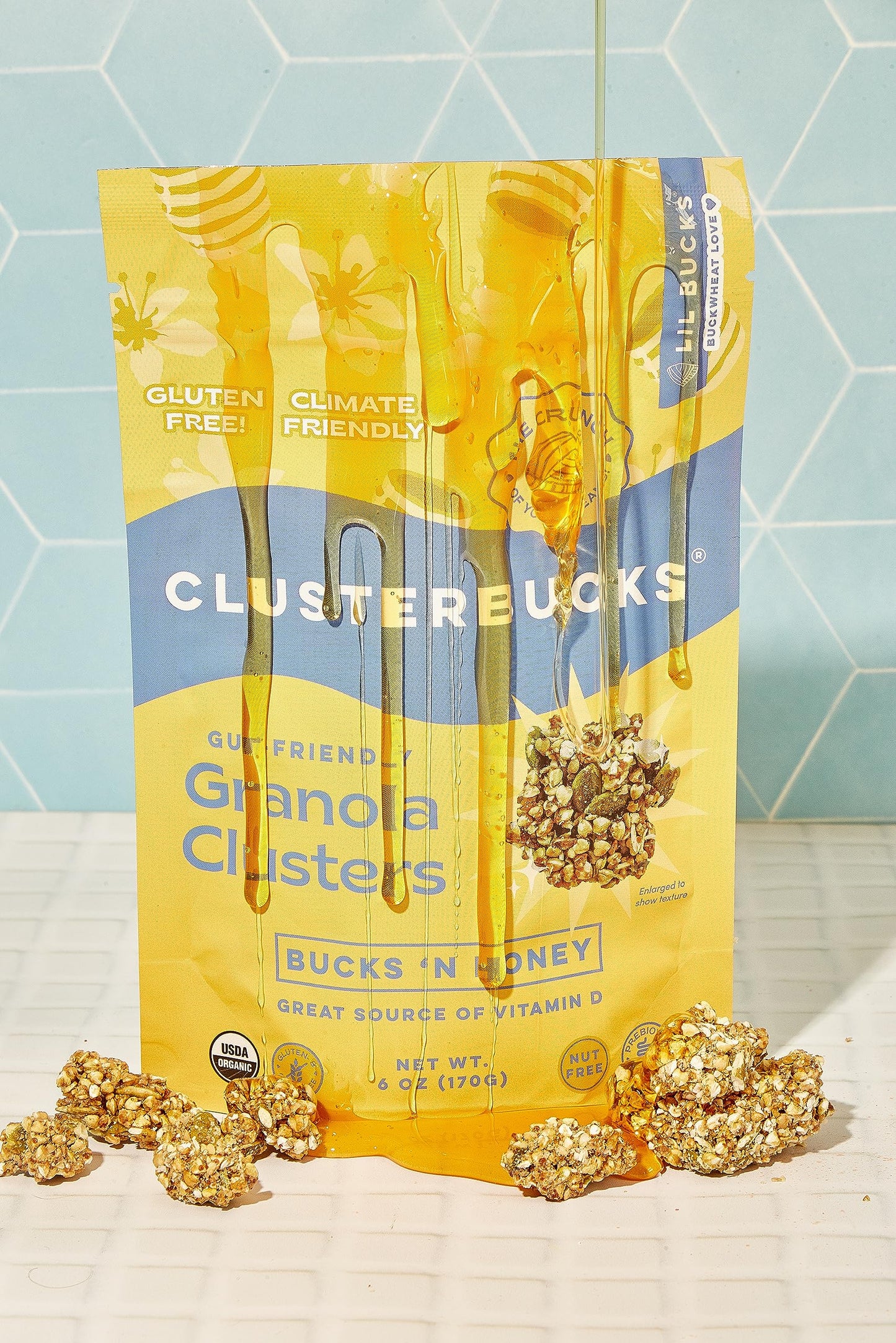 Clusterbucks Bucks 'N Honey Gut-Friendly Granola Clusters, USDA Certified Organic, Gluten Free, 6 Ounce (Pack of 6)