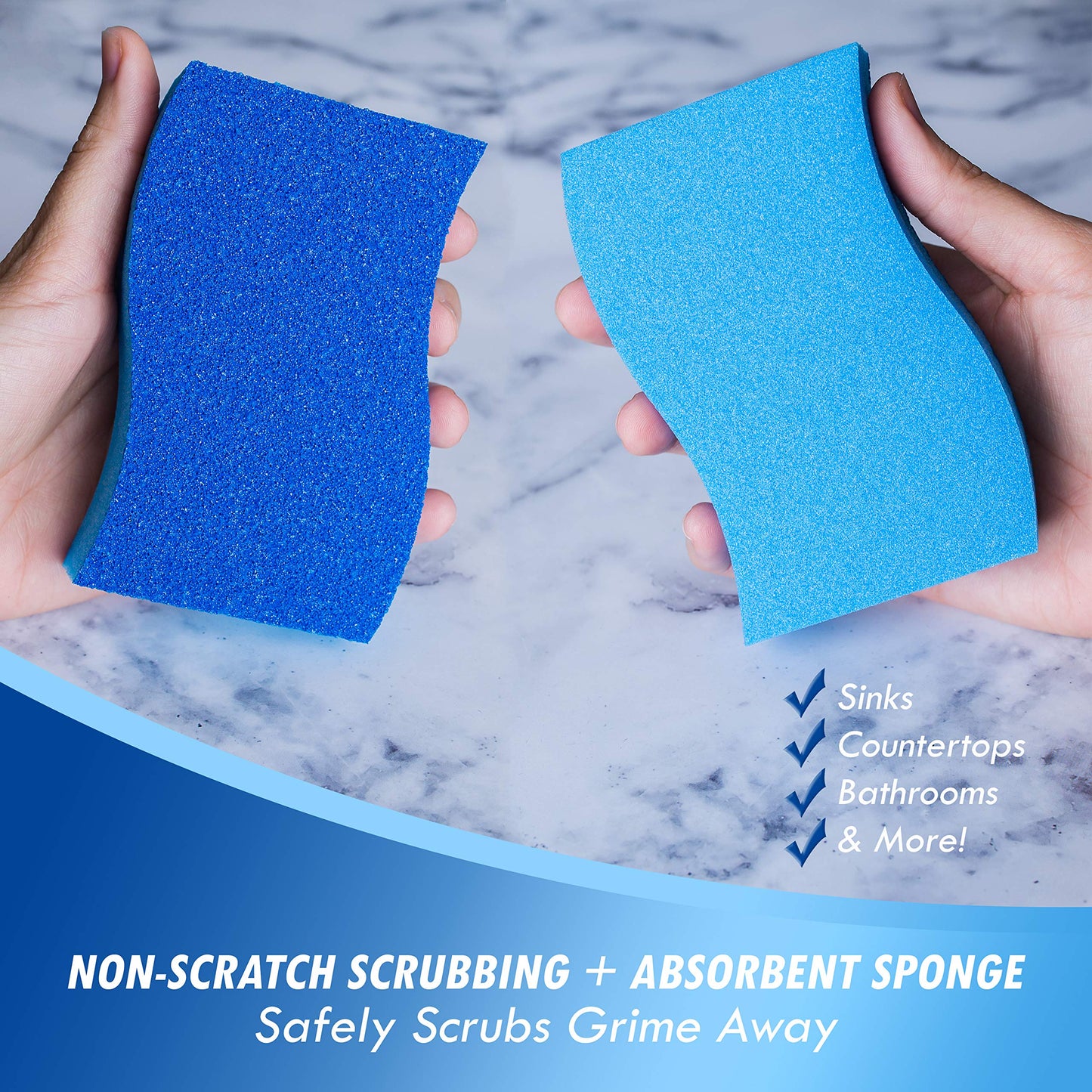 Elitra Home Heavy Duty Scrubber Sponge with Smell Resistant Hydrophilic Foam Technology, Odorless - Blue, Pack of 24