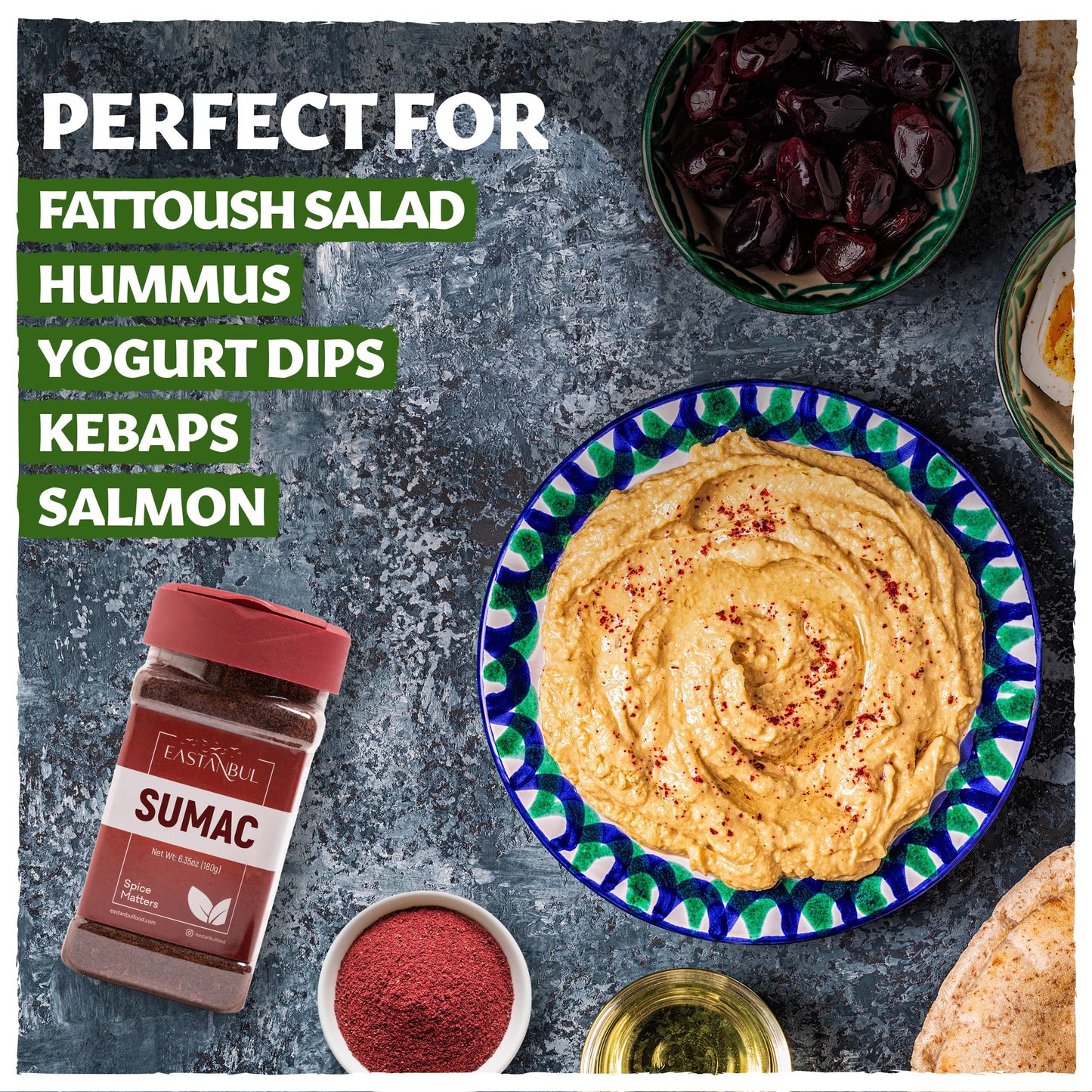 Sumac and Zaatar Set, Sumac Spice 6.4oz + Zaatar Spice 6.4oz, Twin Pack, Essential Duo, Za'atar Seasoning for Breads, Salads, Meats, Hummus, Ground